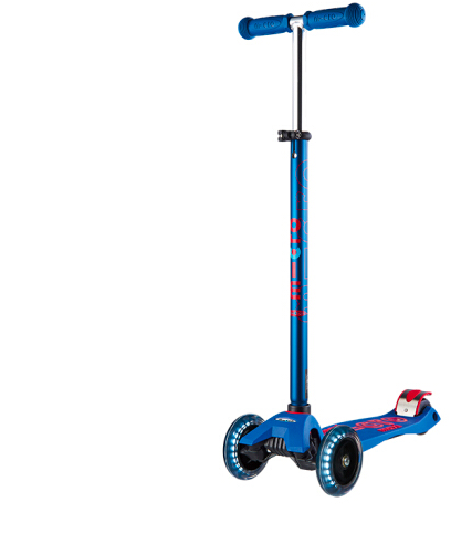 【LED车轮】瑞士m-cro迈古儿童滑板车maxi大童三轮滑板车 可调节高度轻便易携带闪光轮 蓝色